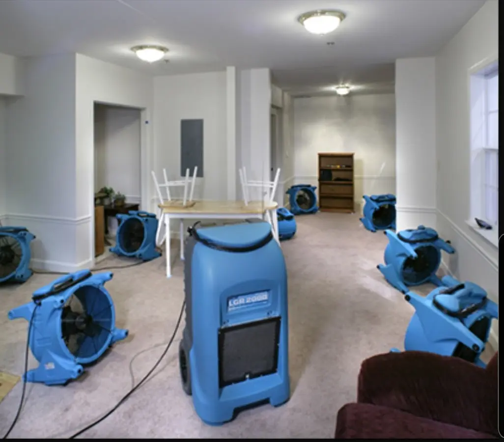 Air movers and dehumidifier setup for Water Damage Restoration in Wilkinsburg