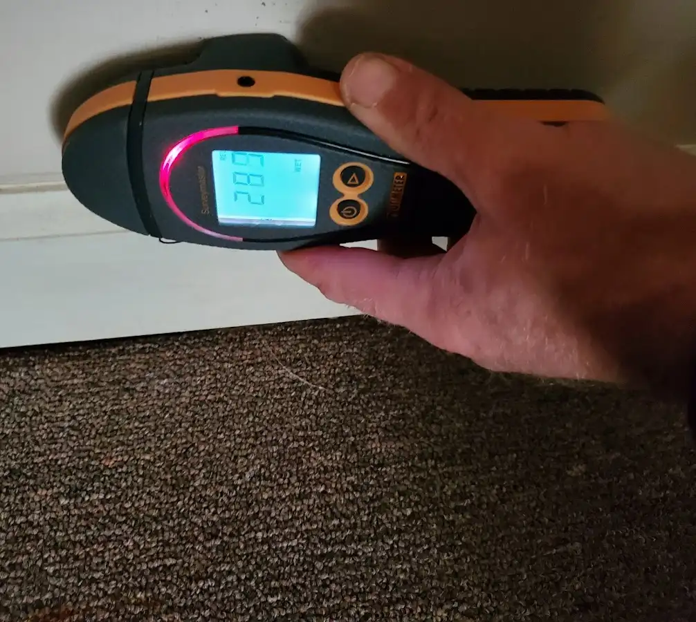 Moisture detection at baseboard during Mold Inspection & Testing in Wilkinsburg